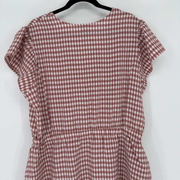 NWT Pleione Women's Puff Sleeve Dress Size‎ 1X Shoulder Ruffle Checkered - Picture 4 of 14